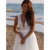  Bruidsjurken Baljurk V-hals Off Schouder Reguliere Bandjes Kapel Train Tulle Bruidsjurken Met Plooien Gerimpelde