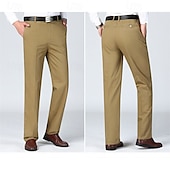 preiswerte Schlank-Herren Anzughosen Hose Hosen Chinesisch Chino Knopf Tasche Glatt Komfort Formal Party Arbeit Modisch Klassicher Stil Cachi scuro Hellkaki Mikro-elastisch