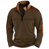 halpa Loma-Miesten Quarter Zip Polo Golfpaita Päivittäin Pyhäpäivä Neljänneksen postinumero Pitkähihainen Muoti Moderni Väripalikka Tilkkutäkki Kevät Syksy Normaali Musta Valkoinen Vaaleanpunainen Rubiini