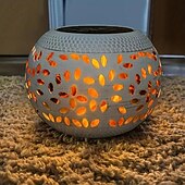 cheap Landscape Lights-1pc Outdoor Solar Iron Rice Grain Hollow-Shaped Landscape Light for Courtyard, Garden, Lawn, Path, Staircase, Interior Decoration