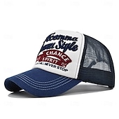 baratos Boné de beisebol masculino-Homens Boné de beisebol Chapéu de sol Chapéu de caminhoneiro Tampa de malha Preto Vinho Algodão Ajustável Moda Roupa Diária Festival Letra Bordado Casual / Diário