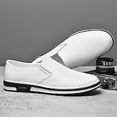 billiga Tillfällig-slip-on sneakers i konstläder för män, avslappnade vita skor med bekväm gummisula, snygga och mångsidiga skor för vardags- och fritidsaktiviteter