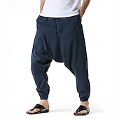 abordables Retro-Hombre Persona que practica jogging Pantalones de algodón Pantalones Pantalones de playa Pantalones Harem Bolsillo Correa Cintura elástica Plano Comodidad Transpirable Vacaciones Diario Festivos