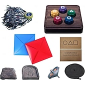 ieftine rechizite de petrecere-Gonggi Korean Game, Gonggi Korean Tossing Game Set (Joc de joc tradițional coreean) - Jebi Chagi, Gong-Gi, Biseokchigi, Paeng-y, Ddakji, Family Party Game (1 set)