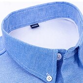 billiga Button Down-skjortor för män-Herr Skjorta Knapp upp skjorta Randig Bröllop Fest Vit Marinblå Blå Himmelsblå Långärmad Kavajslag Höst Vinter Kläder Fleece