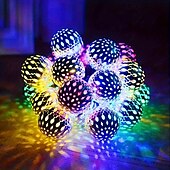 お買い得  ソーラーストリングライト-5m-20LED/6.5m-30LED 屋外ソーラーモロッコボールライトストリング 中庭 ガーデンフェンス バルコニーステップ フェスティバル ウェディング 雰囲気 装飾ライトストリング