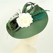 billige Coiffer-teselskap hatter fascinators for kvinner kentucky derby hodeplagg påfugl fjær bryllup hodeplagg brude hodeplagg