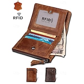 Недорогие Кошельки-Кожаный кошелек с блокировкой RFID для мужчин – высококачественная воловья кожа с застежкой-молнией, несколькими отделениями для карт и отделением для купюр – стильный и безопасный повседневный аксессуар черного коричневого цвета