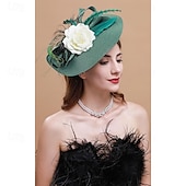 billige Coiffer-teselskap hatter fascinators for kvinner kentucky derby hodeplagg påfugl fjær bryllup hodeplagg brude hodeplagg