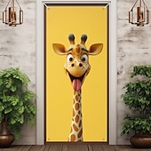 tanie Okładki drzwi-Zabawne Zwierzęta Dekoracje Drzwi Pokrycia Drzwi Giraffe Gobelin Zasłona Drzwi Dekoracja Tło Wewnątrz/Zewnątrz Baner Drzwi dla Domku Wiejskiego