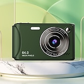 abordables Cámara y fotografía-Cámara de vídeo digital compacta de bolsillo para cine, con enfoque automático, 64 MP, 4K, detección de rostros, zoom de 18x de 2,4 pulgadas, batería recargable de 650 mAh