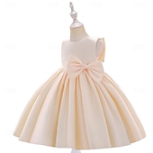 cheap Party Dresses-Kids Girls&#039; Party Dress Solid Color Sleeveless Special Occasion Princess Polyester Party Dress Summer Spring 3-10 Years Multicolor White Champagne