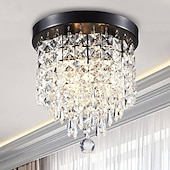cheap Unique Chandeliers-Crystal Chandelier LED Round Ceiling Light with LED Brightness Hall Lights 110-240V