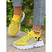billiga Damsneakers-stickade sneakers för kvinnor med leopardtryck – löparskor i mesh som andas, lätta atletiska sneakers för promenader och fritidskläder