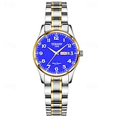 economico Orologi al quarzo-digitale nuovo quadrante circolare orologio da donna business ipx7 impermeabile calendario luminoso display settimanale cinturino in lega multifunzionale elegante orologio al quarzo per viaggio tempo