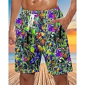 baratos calção de banho boxer masculino-Homens Calção Justo de Natação Shorts de Natação Tecido elástico de 4 vias Bermuda de Surf Calças Com Cordão Com bolsos Natação Surfe Praia Esportes Aquáticos Estampado Verão Primavera