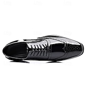 baratos Formal-sapatos brogue masculinos de couro envernizado preto - estilo formal clássico para negócios, escritório e ocasiões especiais