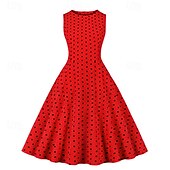 levne Šaty-Retro 50. léta Rockabilly Šaty Houpací šaty Puntíky Dámské Karneval Plesová maškaráda Denní nošení loučení se svobodou nevěsty Dospělé Šaty Šaty pro návrat domů
