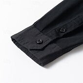 preiswerte Arbeitshemden für Herren-Herren Hemd Sommerhemd Lässiges Hemd Knopfhemd Schwarz Kaki Armeegrün Grau Langarm Glatt Kargen Urlaub Festtage Tasche Bekleidung Polyester Modisch Brautkleider schlicht Komfortabel