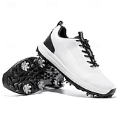 cheap Men&#039;s Golf Shoes-Men&#039;s Black and White Golf Shoes with Spiked Sole, Breathable Upper, and Lightweight Design for Comfort and Support on the Golf Course