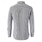 preiswerte Herrenhemd zum Knöpfen-Herren Hemd Sommerhemd Lässiges Hemd Knopfhemd Schwarz Weiß Rote Marineblau Blau Langarm Streifen Kargen Urlaub Hawaiianisch Button-Down Bekleidung Polyester Modisch Brautkleider schlicht Komfortabel