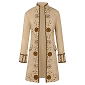 baratos Tops-Retro Vintage Punk e gótico Medieval Casaco Traje Cosplay Smoking Vampiros Cavalheiro Homens Pirata Real Steampunk Dia Das Bruxas Carnaval Baile de Máscaras Festa / Eventos Adulto Casaco