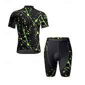 tanie Męskie zestawy odzieżowe-Męskie Koszulka z szortami na rower Krótki rękaw Kolarstwo górskie Kolarstwie szosowym Lato Wiosna Jesień Czarny Biały Pomarańczowy Graffiti Rower Suwak przedni Odvádí pot Wygodny Oddychający Spandeks