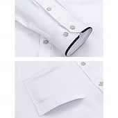 preiswerte Button-Down-Hemden für Herren-Herren Oberhemd Hemd Bügelfreies Hemd Solide / einfarbig Hochzeit Hellblau Schwarz Weiß Rosa Langarm Umlegekragen Ganzjährig Bekleidung Patchwork