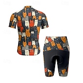 cheap Men's Clothing Sets-Men's Cycling Jersey with Shorts Short Sleeve Mountain Bike MTB Road Bike Cycling Summer Spring Autumn / Fall Navy Blue Royal Blue Blue Cat Bike Front Zipper Sweat wicking Comfortable Breathable