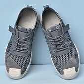 cheap Men&#039;s Sneakers-Men&#039;s Beige Mesh Sneakers with Lace-up &amp; Velcro Strap, Breathable Casual Sports Shoes for Summer