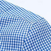 cheap Men&#039;s Button Down Shirts-Men&#039;s Shirt Dress Shirt Button Up Shirt Plaid Wedding Party Red Blue Green Dark Blue Long Sleeve Lapel Spring Fall Clothing Apparel Buttons