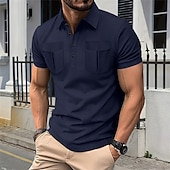cheap Men&#039;s Classic Polo-Men&#039;s Golf Shirt Golf Polos Shirts Work Casual Lapel Short Sleeve Basic Modern Plain Buttons Front Pocket Summer Spring Regular Fit Black White Navy Blue Gray Golf Shirt