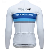 abordables Maillots pour hommes-Homme Maillot de cyclisme Bloc de Couleur manche longue Cyclisme Maillot avec 3 poches arrière VTT Vélo tout terrain Séchage Rapide Respirant Des sports Blanche Bleu Vêtement Tenue