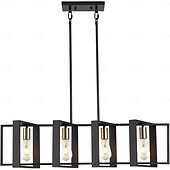 economico Luci a sospensione-lampada a sospensione piccola da fattoria 1 testa apparecchio a 4 teste lampada a sospensione per isola cucina con cavo finitura nera struttura in legno lampadario per corridoio ingresso armadio