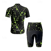 tanie Męskie zestawy odzieżowe-Męskie Koszulka z szortami na rower Krótki rękaw Kolarstwo górskie Kolarstwie szosowym Lato Wiosna Jesień Czarny Biały Pomarańczowy Graffiti Rower Suwak przedni Odvádí pot Wygodny Oddychający Spandeks