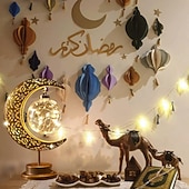 رخيصةأون أضواء زينة رمضان-مصباح القمر احتفالا بعيد الفطر المبارك &amp;ديكورات منزلية للعيد – طاولة تعمل بالبطارية، غرفة نوم، نافذة، ديكور خزانة ملابس