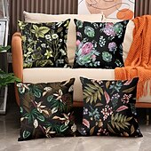 billige blomster- og plantestil-Blomst insekt dekorative kasteputer dekning 1PC myk firkantet sofa putevar puteinnlegg soverom stue sofa stol