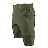 baratos Clássico-Homens Bermuda Cargo Calção Bermudas Cintura elástica Bolso multi Perna reta Tecido Conforto Respirável Comprimento do joelho Ao ar livre Casual Corrida Esportes Moda Preto Azul Marinha Micro-Elástica