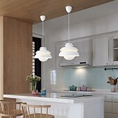 cheap Pendant Lights-Single Light Pendant Light Fixtures White Metal Pendant Light Home Decor with Metal Shade Modern Hanging Lamp Hight Adjustable E27 Industrial Chandelier for Living Room Bedroom 32cm 110-240V