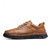abordables Zapatos Informales con Cordones-Zapatos de senderismo para exteriores para hombre con parte superior de piel sintética duradera y suela resistente: zapatillas cómodas con cordones para uso diario y aventuras