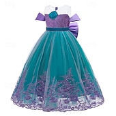 abordables Vestidos con temática de cuento de hadas-Niños Chica Vestido Bloque de color Sin Mangas Rendimiento Exterior Malla Adorable Disfraz Poliéster Maxi Vestido informal Vestido de una línea Vestido de Tul Verano Primavera 4 años + Azul Piscina