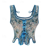 olcso Felsők-Retró Középkori Reneszánsz Fűző Prsluk Bustier Ren Faire Fűzős Virágos Jacquardszövet Női Kelta Fantasy Mindszentek napja Farsang Parti Alkalmi / Napi LARP Felnőttek Fűző