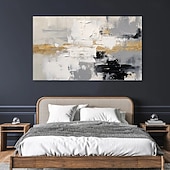 preiswerte Abstrakte Gemälde-großes schwarzes abstraktes Ölgemälde, handgemalt, grau-goldenes Gemälde, handgefertigtes Gemälde, moderne Bürokunst, Wandgemälde für Wohnzimmer, Schlafzimmer, Büro, Wanddekoration