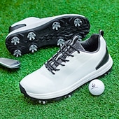 cheap Men&#039;s Golf Shoes-Men&#039;s Black and White Golf Shoes with Spiked Sole, Breathable Upper, and Lightweight Design for Comfort and Support on the Golf Course