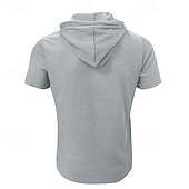 preiswerte Lässige T-Shirts für Herren-Herren T Shirt T-Shirt Kurzarmshirt Kurzarm Mit Kapuze Sommer Einfach Mode Designer Basic Knöpfe Urlaub Straße Ausgehen Wein Top T-Shirt für Herren