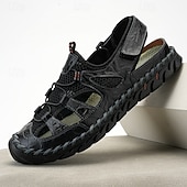 economico Sandali casual-Per uomo Sandali Scarpe fatte a mano Pelle crosta Traspirante Comodo Antiscivolo Con lacci intrecciali Giallo-marrone Nero Marrone