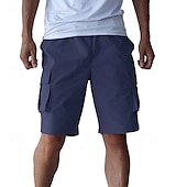 baratos Ar livre-Homens Bermuda Cargo Calção Shorts de verão Shorts de Trilha Com Cordão Cintura elástica Bolso multi Tecido Conforto Vestível Comprimento do joelho Ao ar livre Esporte Diário Moda Casual Preto Azul