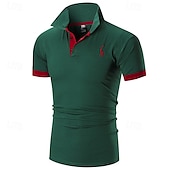 economico Polo classica da uomo-Per uomo Polo Camicia da golf Golf Informale Sport Classico Manica corta Essenziale Color Block Cervo Pulsante frontale Estate Primavera Standard Marrone Scuro Grigio scuro Nero Bianco Giallo Borgogna