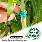 abordables outils à main de jardin-serre-câbles verts avec coupe-câble, serre-câbles réutilisables pour plantes de jardin, serre-câbles torsadés verts pour plantes de jardinage, serre-tomates, serre-câbles de jardin pour plantes,
