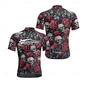 abordables Maillots pour hommes-Homme Maillot de cyclisme Crâne Manche Courte Cyclisme T-shirt Maillot avec 3 poches arrière VTT Vélo tout terrain Séchage Rapide Design Anatomique Évacuation de l&#039;Humidité Respirant Des sports Noir